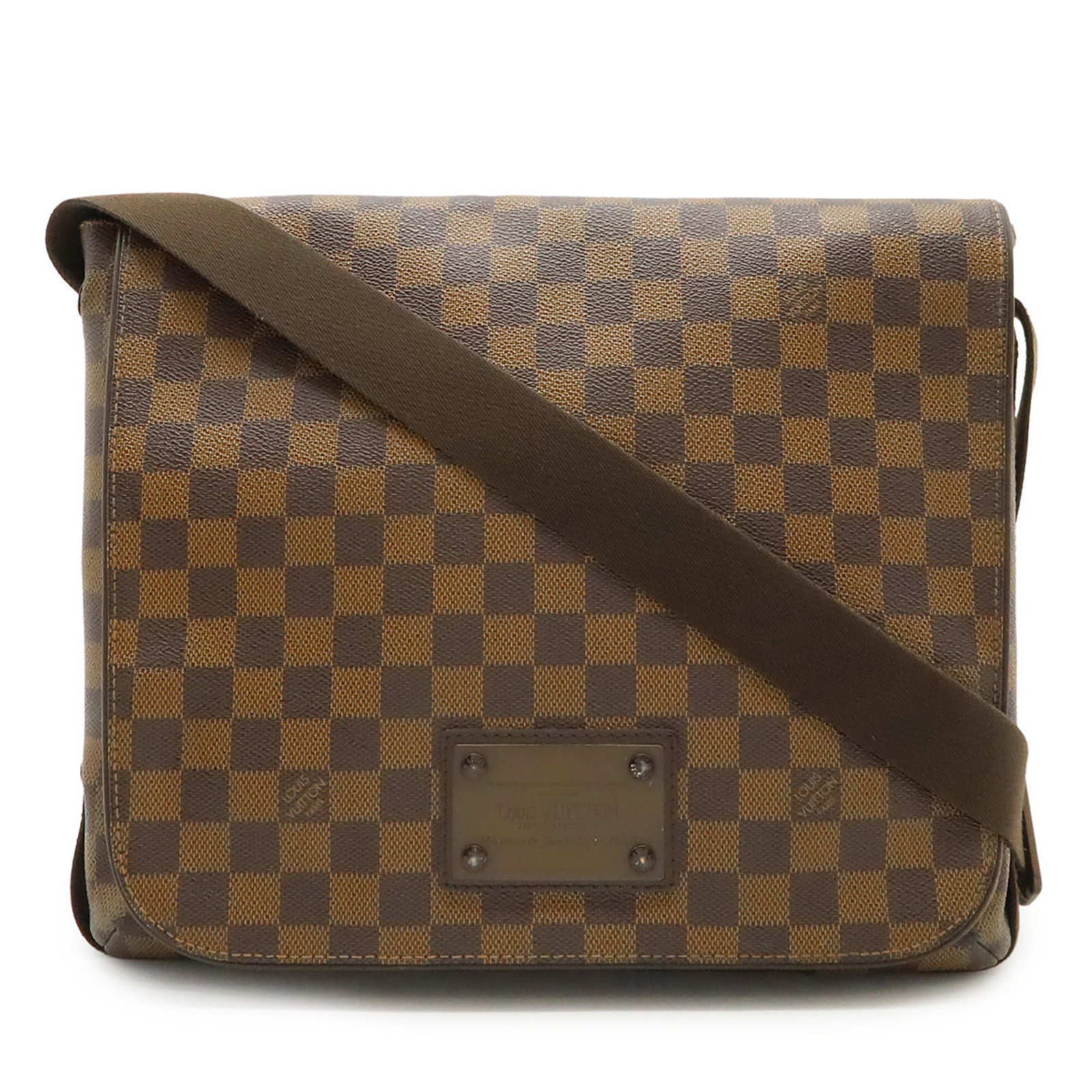 Louis Vuitton Shoulder Bag PVC: Louis Vuitton Shoulder Bag PVC This Louis Vuitton shoulder bag features a unique PVC material and the iconic Damier Canvas pattern in brown. With its sleek design and compact size, it's perfect for