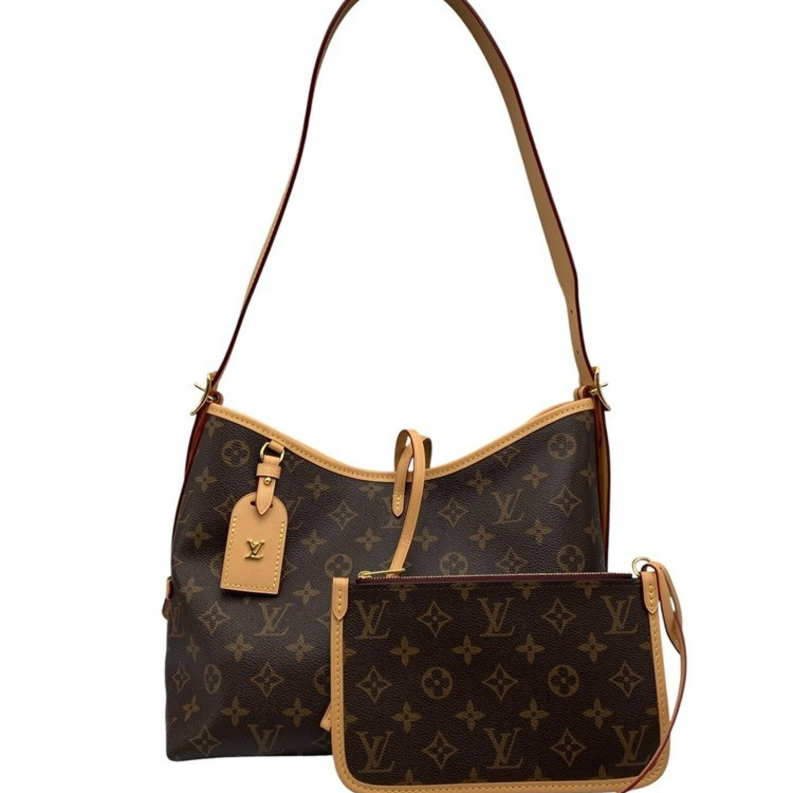 Louis Vuitton PVC Leather Bag Shoulder: Louis Vuitton PVC Leather Bag Shoulder PVC Leather Louis Vuitton Shoulder Bag. Made from PVC and leather, this bag features a classic design with a brown color. Measuring 24cm x 30cm x 13cm, it comes