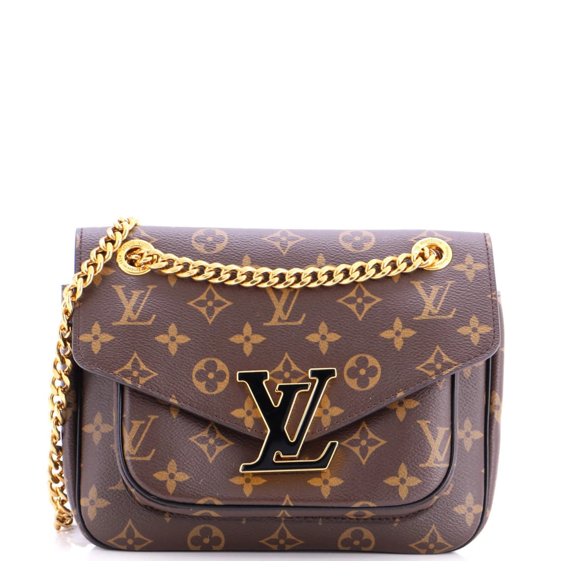 Monogram Canvas Louis Vuitton Passy Handbag: Monogram Canvas Louis Vuitton Passy Handbag Brown Monogram Canvas Louis Vuitton Passy Cross Body Bag with Gold Hardware, featuring a signature and canvas coated exterior. The bag has scuffs, minor cre