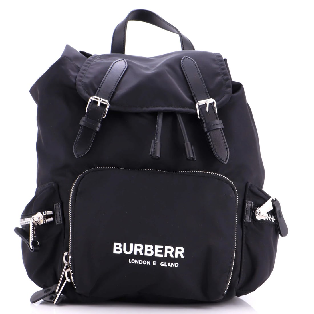 Nylon leather rucksack backpack small burberry: Nylon leather rucksack backpack small burberry Black Burberry Nylon Leather Rucksack Backpack Small. This small backpack features a nylon exterior with leather accents and a brand logo on the front