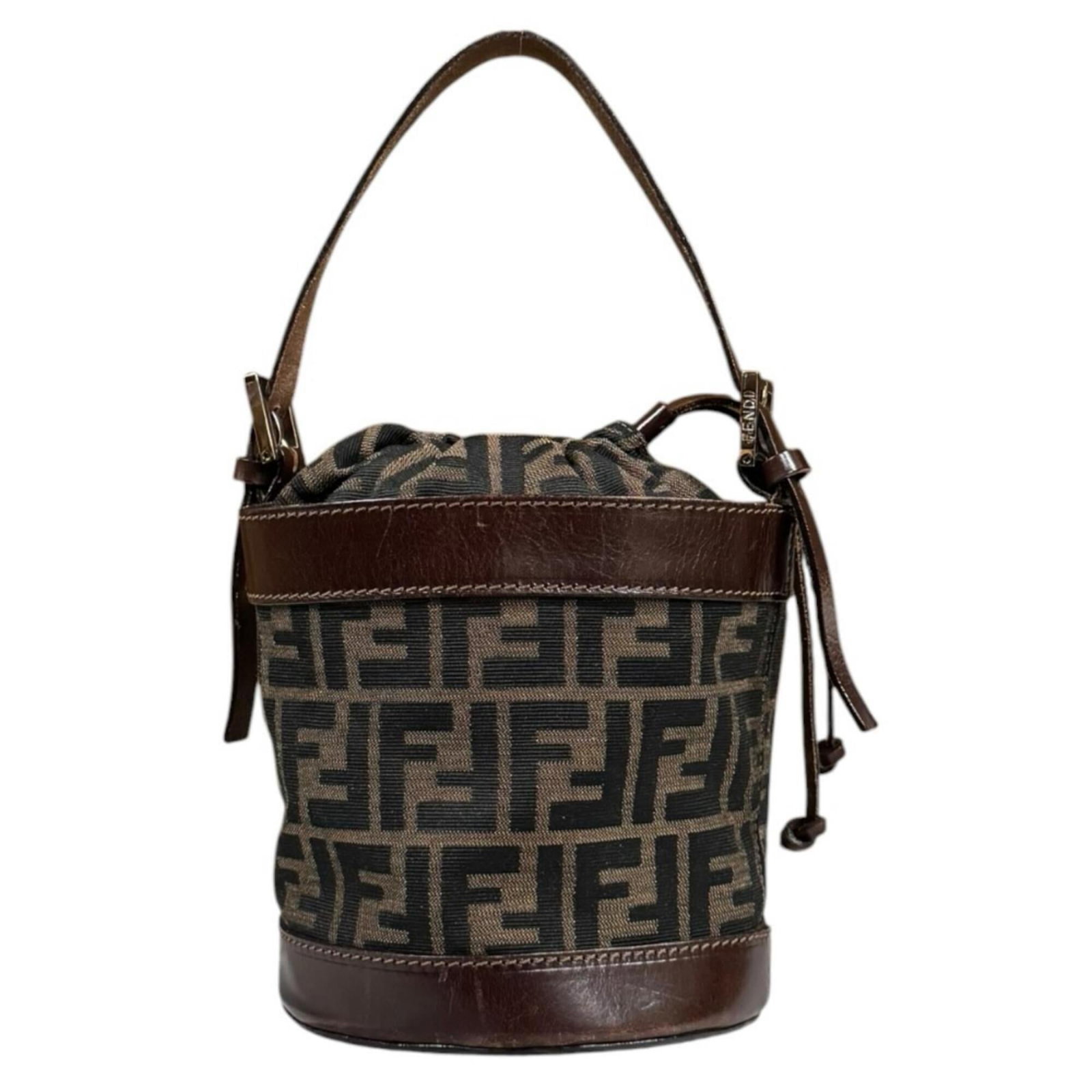 Canvas Leather Fendi Handbag: Canvas Leather Fendi Handbag Canvas Leather Fendi Handbag - A sleek and sophisticated black leather handbag with canvas accents, featuring a classic design and timeless style. Measuring 21cm x 21cm x