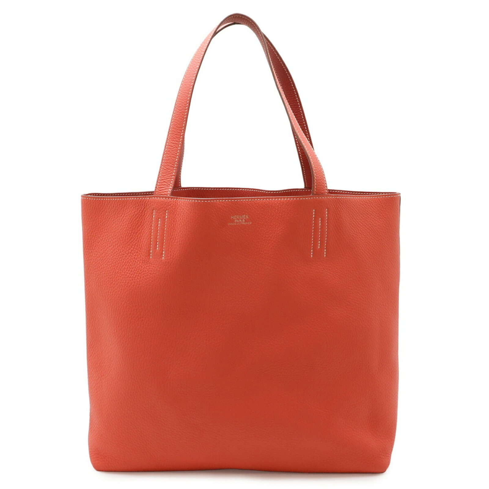 Hermes Shoulder Bag Tote Bag Taurillon Clemence Leather: Hermes Shoulder Bag Tote Bag Taurillon Clemence Leather Taurillon Clemence leather gives this Herm?s shoulder bag tote its distinctive look and feel. Made in France, the Bougainvillier red color adds 