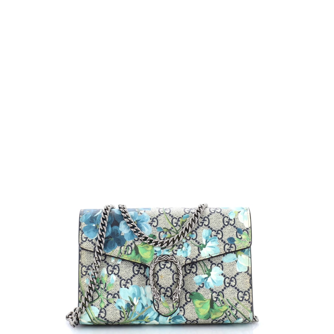 Dionysus Chain Wallet Blooms Print Coated Canvas Gucci Small GG: Dionysus Chain Wallet Blooms Print Coated Canvas Gucci Small GG Small Dionysus Chain Wallet Blooms Print Coated Canvas Gucci Bag in Brown with Pink Interior. This cross body bag features a scuffed and