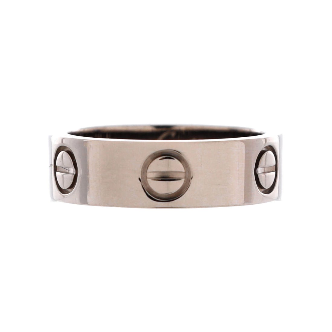 Cartier Love Band Ring 18K White Gold: Cartier Love Band Ring 18K White Gold 18K White Gold Cartier Love Band Ring - A Timeless Classic. This exquisite ring features an 18K white gold band with a width of 5.4mm, measuring 5.75-51 in size.