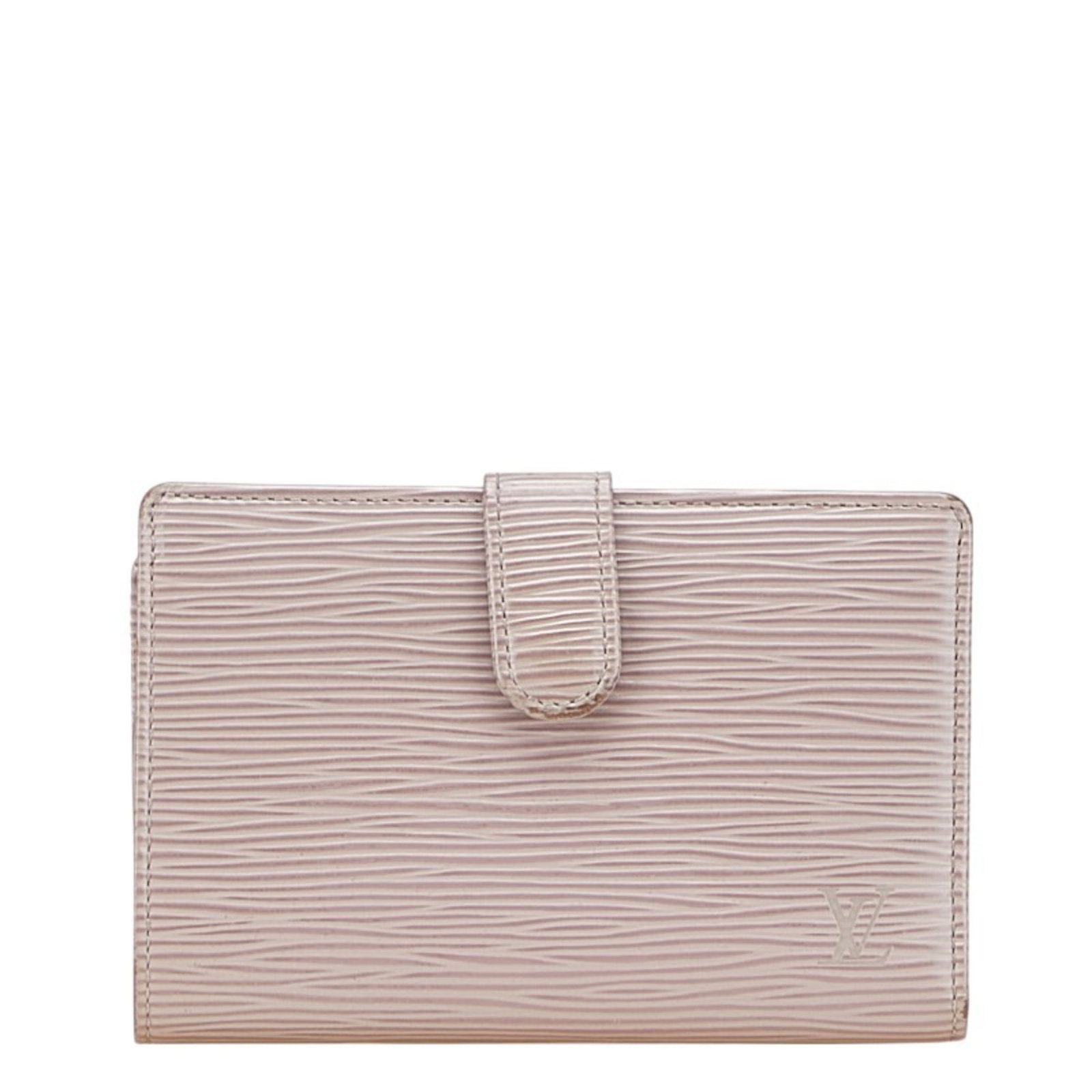 Louis Vuitton Wallet (Bi-Fold) Leather: Louis Vuitton Wallet (Bi-Fold) Leather Purple leather bi-fold wallet from Louis Vuitton's Epi collection, featuring a button closure and snap fastener. This stylish accessory measures 9cm x 13.5cm x