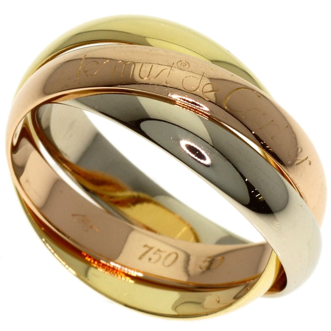 Cartier Trinity #50 Ring K18 Yellow Gold K18 White Gold: Cartier Trinity #50 Ring K18 Yellow Gold K18 White Gold Cartier Trinity #50 Ring in K18 Yellow Gold and White Gold, featuring the signature of its creator. This elegant ring showcases the purity of
