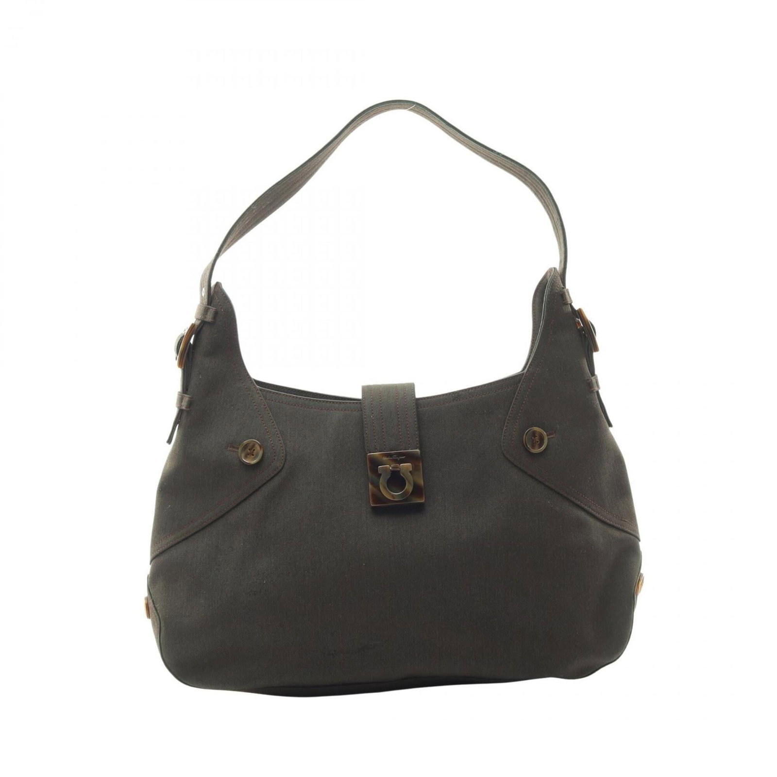 Shoulder bag canvas handbag Salvatore Ferragamo: Shoulder bag canvas handbag Salvatore Ferragamo Canvas shoulder bag with classic design, featuring the iconic Salvatore Ferragamo brand. Made from high-quality canvas material in a vibrant green