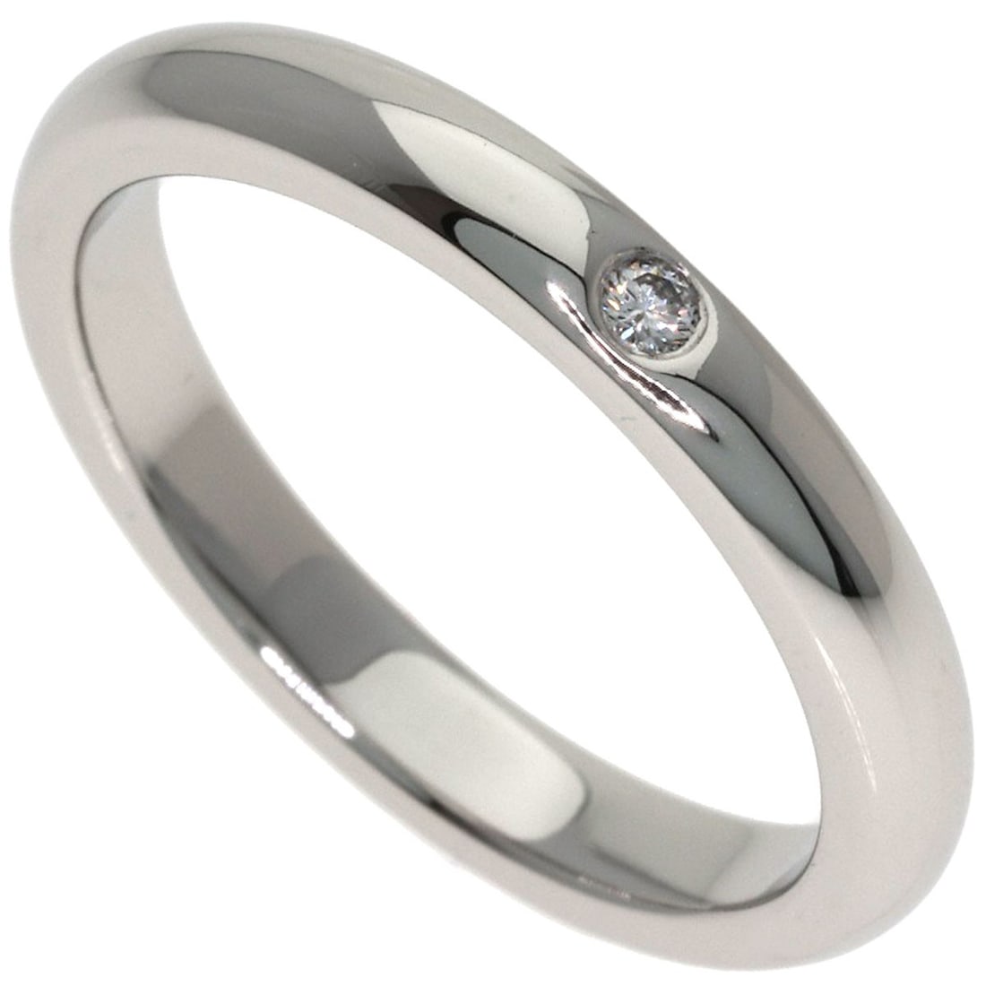 Tiffany&Co. Stacking Band 1P Diamond Ring Platinum Pt950: Tiffany&Co. Stacking Band 1P Diamond Ring Platinum Pt950 Platinum Pt950 Tiffany&Co. stacking band diamond ring with silver metal exterior and a main stone type of diamond, available in size 5.25(US). 
