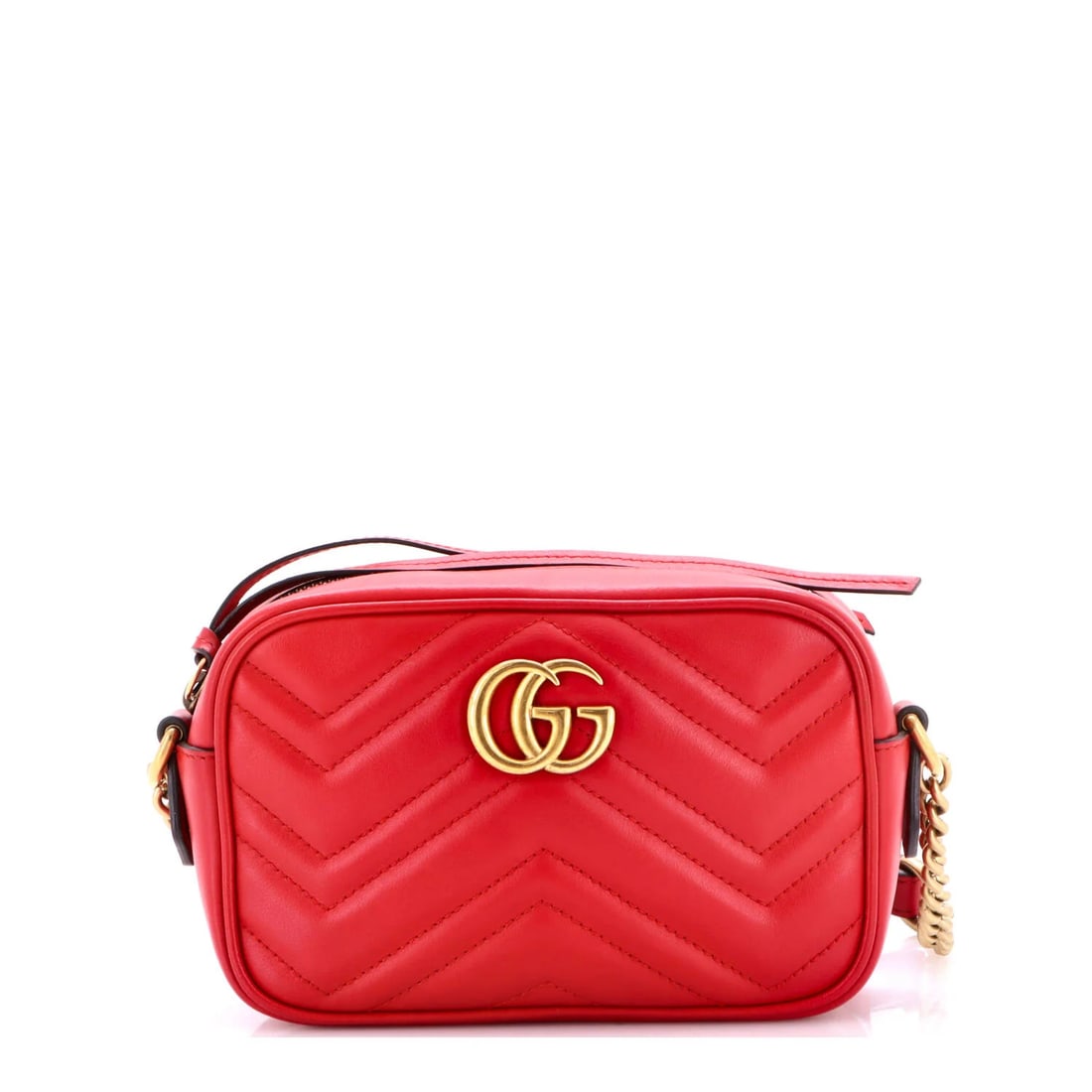 Gucci GG Marmont Shoulder Bag Matelasse Leather Mini: Gucci GG Marmont Shoulder Bag Matelasse Leather Mini Red Gucci GG Marmont Shoulder Bag Matelasse Leather Mini in Excellent Condition. This mini cross body bag features matelasse leather exterior with