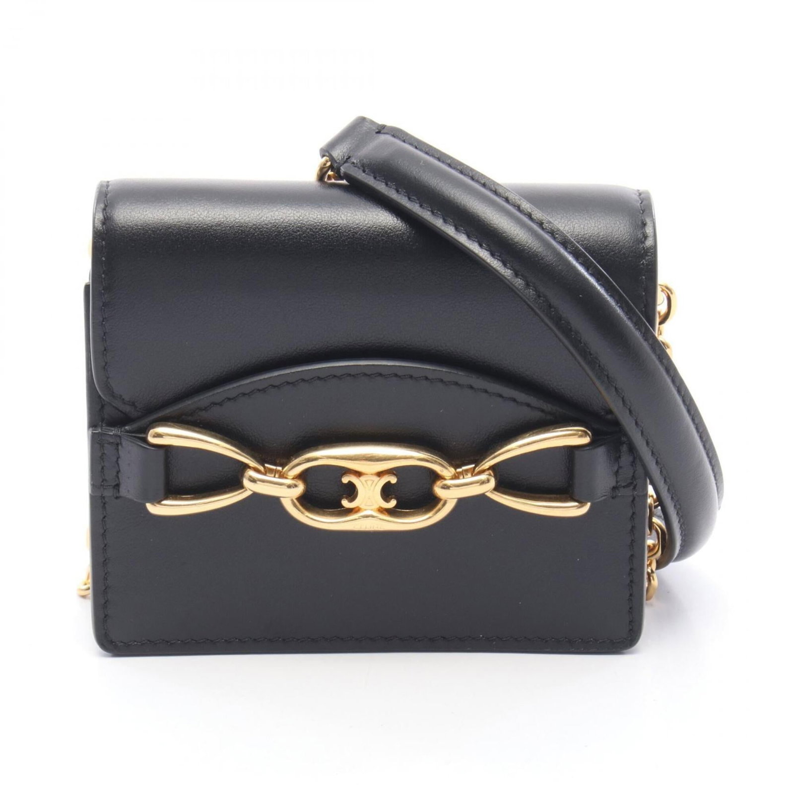 Celine Handbag Shoulder Bag Leather: Celine Handbag Shoulder Bag Leather Black leather Celine shoulder bag with a sleek design, measuring 8.5cm x 10.5cm x 1.5cm and featuring a strap length of 111cm. This stylish handbag is made from