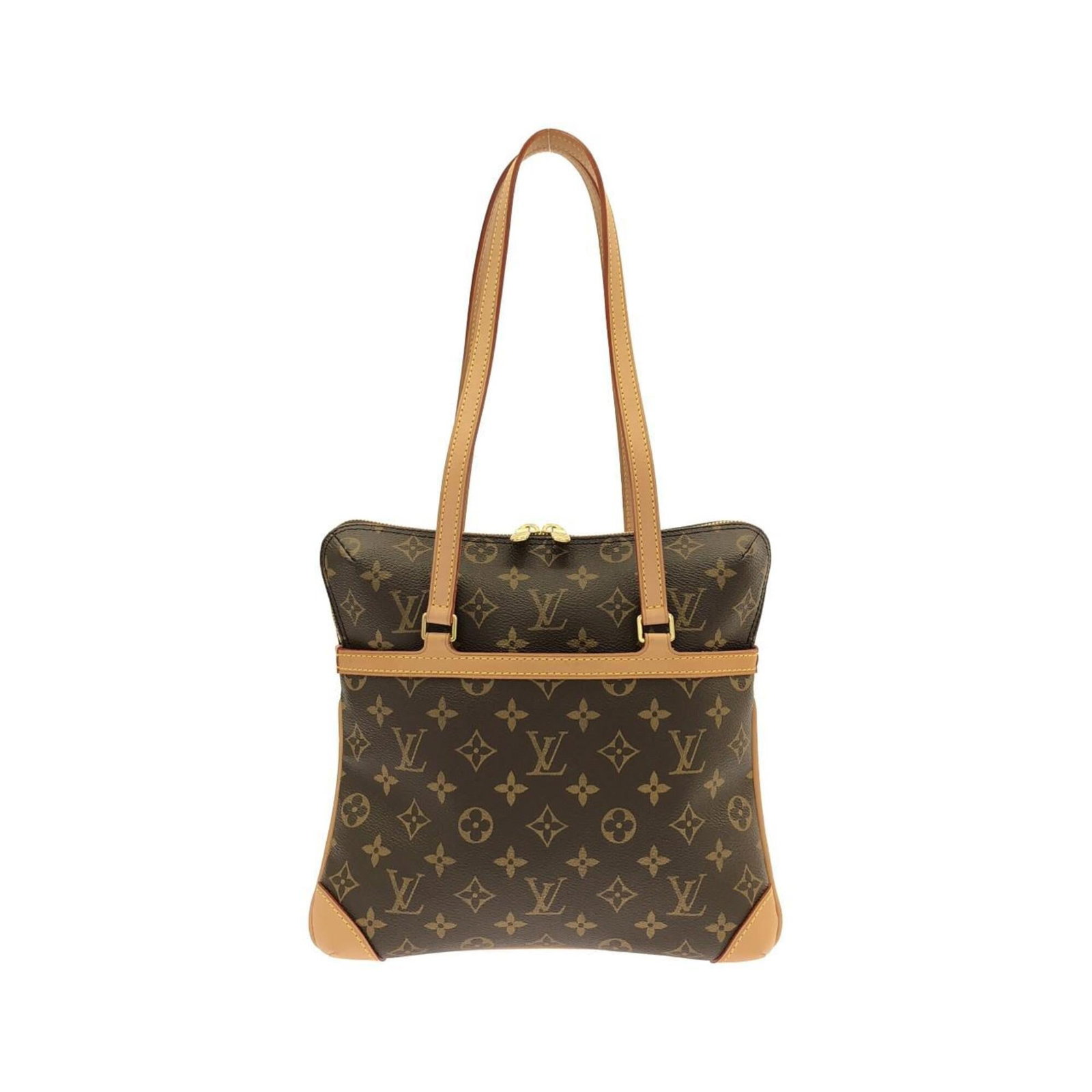 Shoulder bag coated canvas by Louis Vuitton: Shoulder bag coated canvas by Louis Vuitton Coated canvas by Louis Vuitton, featuring the iconic monogram pattern in Marron. This shoulder bag measures 27.5cm x 28cm x 2cm and boasts a stylish design