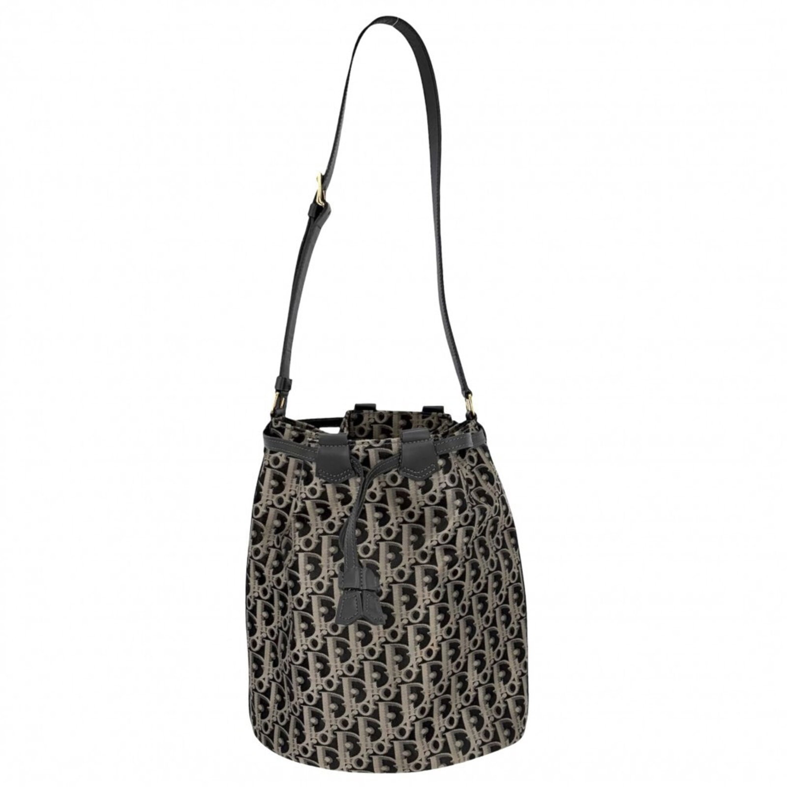 Shoulder Bag By Christian Dior: Shoulder Bag By Christian Dior Black and gold accents add sophistication to this sleek shoulder bag by Christian Dior, measuring 29cm x 27cm x 17cm. The timeless design makes it a versatile accessory