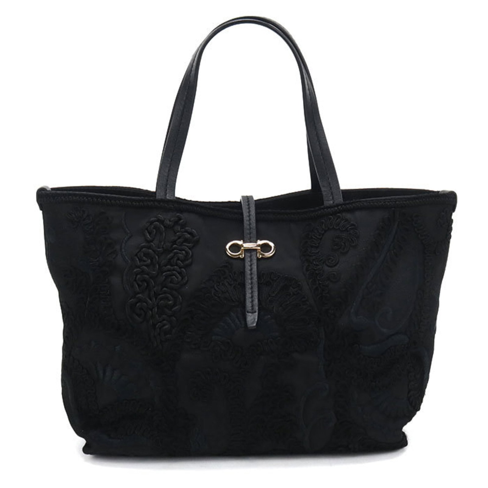 Ferragamo Salvatore Tote Nylon Bag: Ferragamo Salvatore Tote Nylon Bag Black Ferragamo Salvatore Tote Nylon Bag, 22cm x 26cm x 11cm. Made from high-quality nylon material, this stylish tote bag features gold hardware and a sleek black