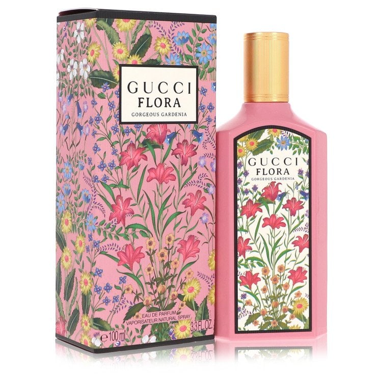 Flora Gorgeous Gardenia by Gucci Eau De Parfum Spray 3.4 oz: Flora Gorgeous Gardenia by Gucci Eau De Parfum Spray 3.4 oz Flora Gorgeous Gardenia by Gucci Eau De Parfum Spray 3.4 oz features a decadent summer garden scent with notes of apple and red berries, fol