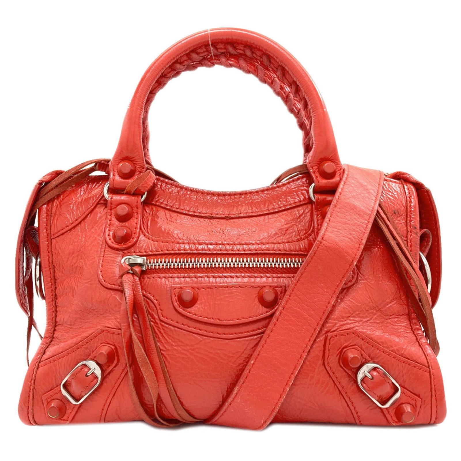 Balenciaga Handbag Leather: Balenciaga Handbag Leather Balenciaga Handbag Leather Red Color. Made from high-quality leather, this handbag measures 15cm x 23.5cm x 8.5cm and features a bold red color. The signature is present on