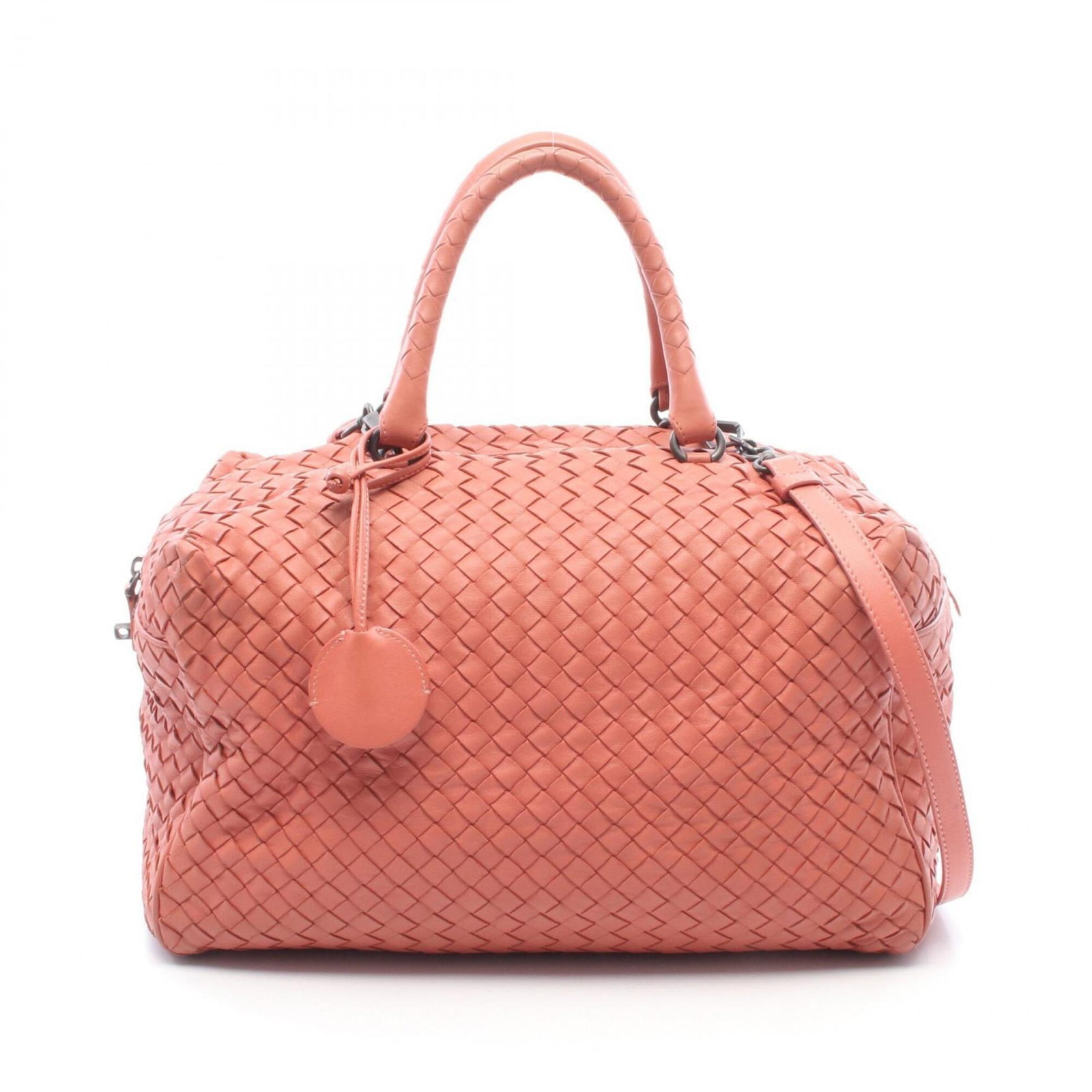 Bottega Veneta Handbag Intrecciato: Bottega Veneta Handbag Intrecciato Intrecciato weave creates a unique texture in this pink Bottega Veneta handbag, measuring 20cm x 32cm x 19cm. The signature style of the Italian brand is evident in