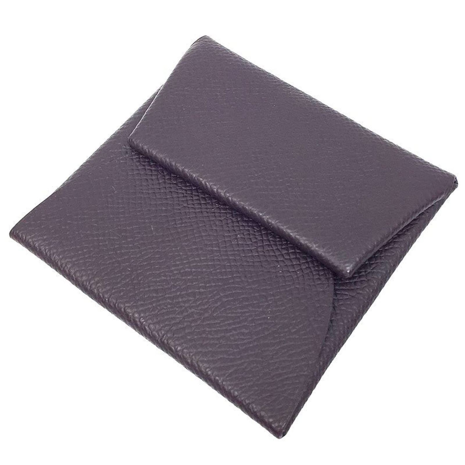 Hermes Coin Purse/ Coin Case Epsom Leather: Hermes Coin Purse/ Coin Case Epsom Leather Epsom leather coin purse with a rich purple color, measuring 8cm x 8.5cm in size. This compact case features a simple design made from high-quality Epsom