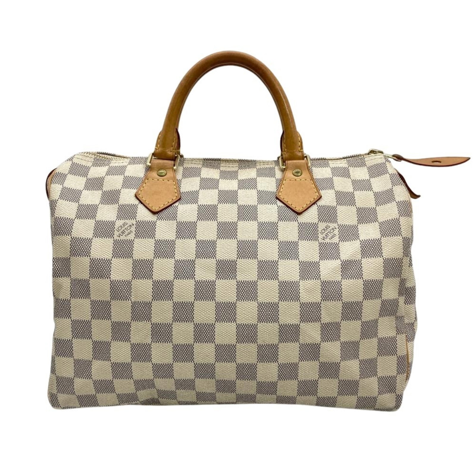Louis Vuitton Handbag Damier: Louis Vuitton Handbag Damier Damier Azur print in black, white, and galle accents adds visual interest to this Louis Vuitton handbag. Measuring 20cm x 30cm x 17cm, it features a classic design with