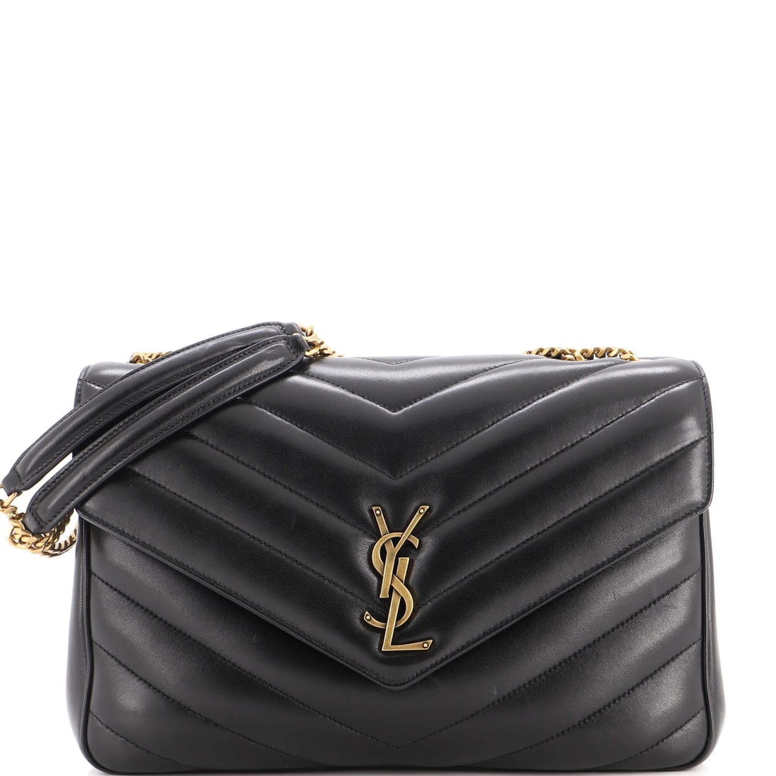 Loulou bag large shoulder leather matelasse chevron Saint Laurent: Loulou bag large shoulder leather matelasse chevron Saint Laurent Large Loulou NM Shoulder Bag Matelasse Chevron Leather in Black. This iconic Saint Laurent shoulder bag boasts a striking matelasse