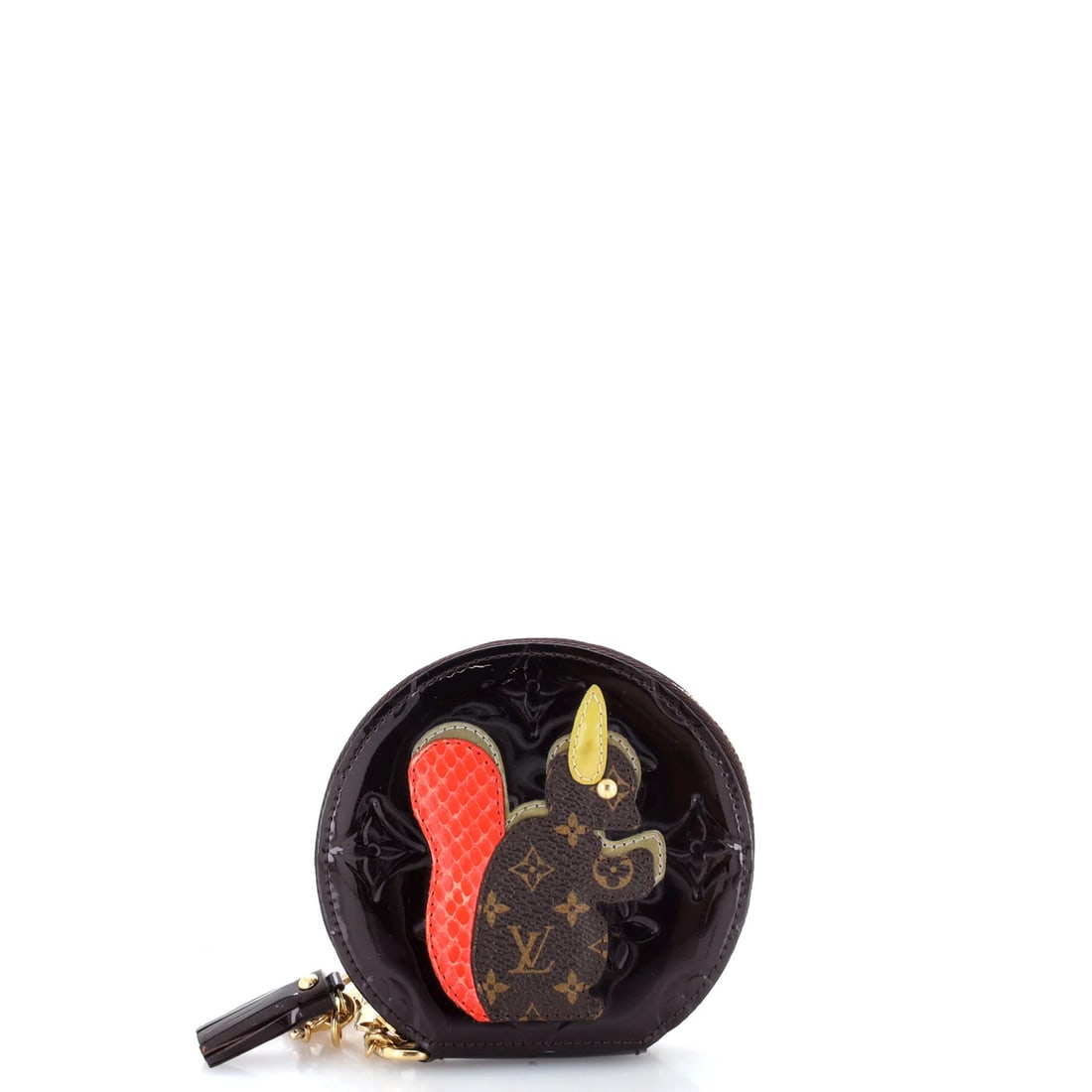Boite Chapeau Monogram Purse Coin Louis Vuitton Vernis Animania Micro: Boite Chapeau Monogram Purse Coin Louis Vuitton Vernis Animania Micro Patent leather exterior with burgundy color and gold hardware adds a touch of luxury to this micro Boite Chapeau Coin Purse