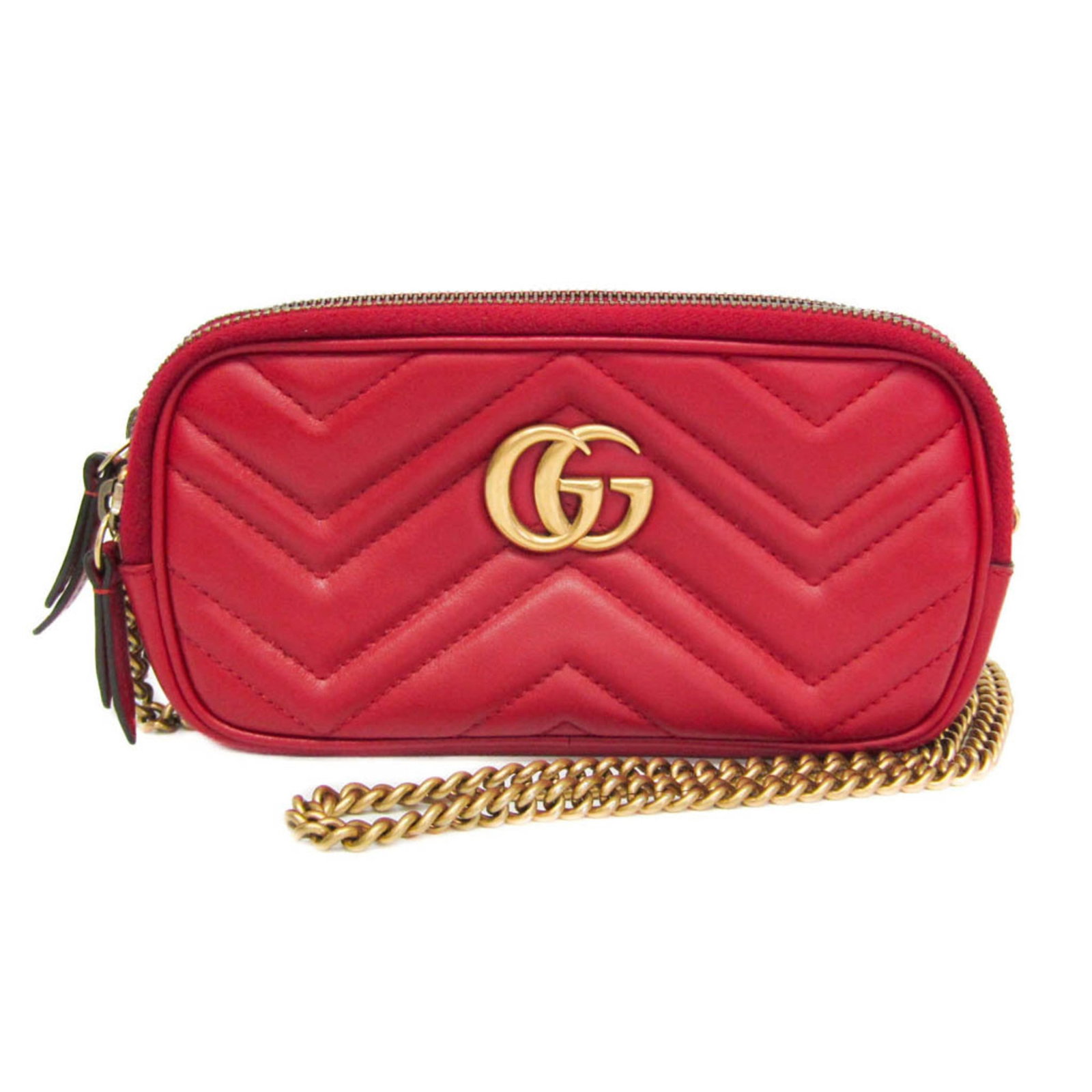 Gucci Shoulder Bag Leather: Gucci Shoulder Bag Leather Gucci's iconic GG Marmont design takes center stage in this bold red leather shoulder bag, featuring a card holder and zipper pocket for practical storage. The bag's sleek