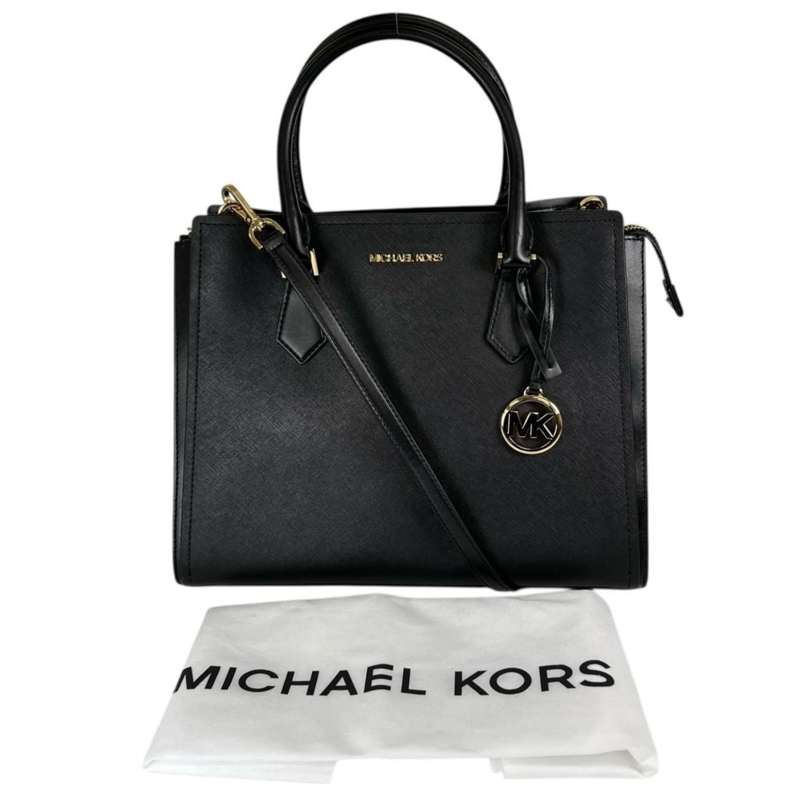 Kors Michael Handbag Leather Shoulder: Kors Michael Handbag Leather Shoulder The Michael Kors Country leather shoulder bag features sleek black leather and a spacious interior, making it a versatile accessory for everyday use. The bag's