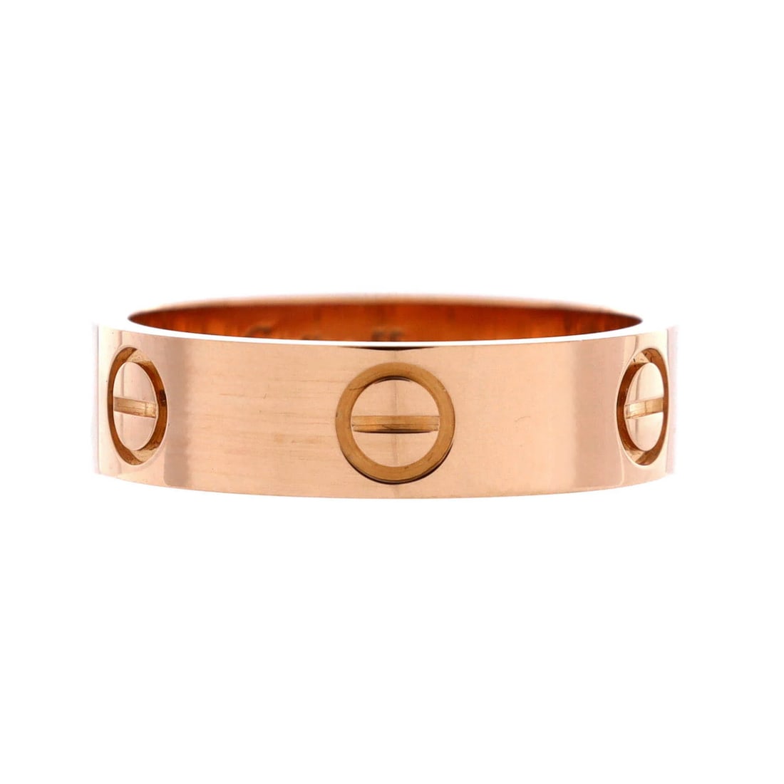 Cartier Love Band Ring 18K Rose Gold: Cartier Love Band Ring 18K Rose Gold The Cartier Love Band Ring in 18K rose gold boasts sleek lines and understated elegance, its subtle curves and refined details making it a timeless accessory. This
