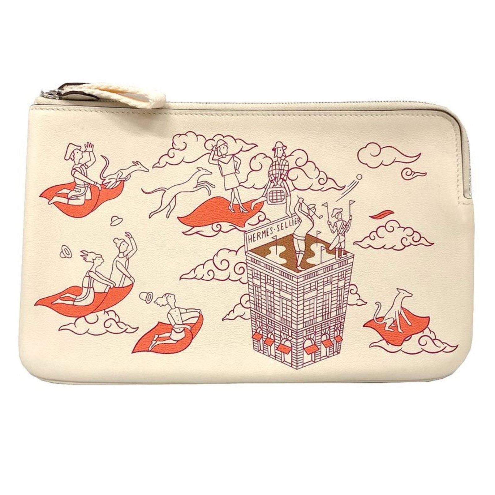 Swift leather pouch from Hermes: Swift leather pouch from Hermes Swift leather pouch from Hermes, featuring a classic design with clean lines and elegant proportions. Made from high-quality swift leather in ivory color, this compact