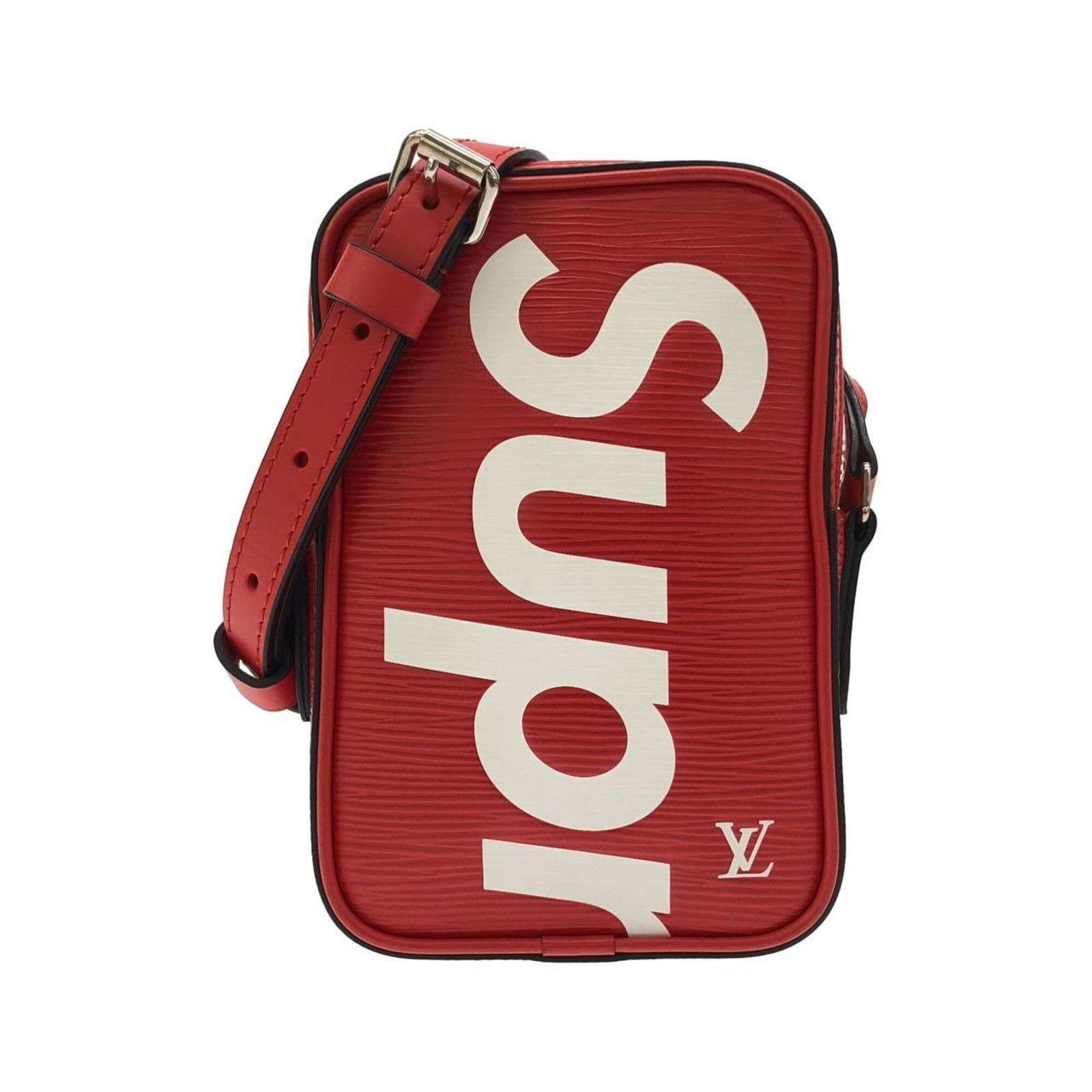 Shoulder Bag Leather Louis Vuitton: Shoulder Bag Leather Louis Vuitton Calf leather shoulder bag with silver hardware, measuring 16.5cm x 11cm x 3.5cm, in a classic Rouge color. This Louis Vuitton MPN M53434 features high-quality