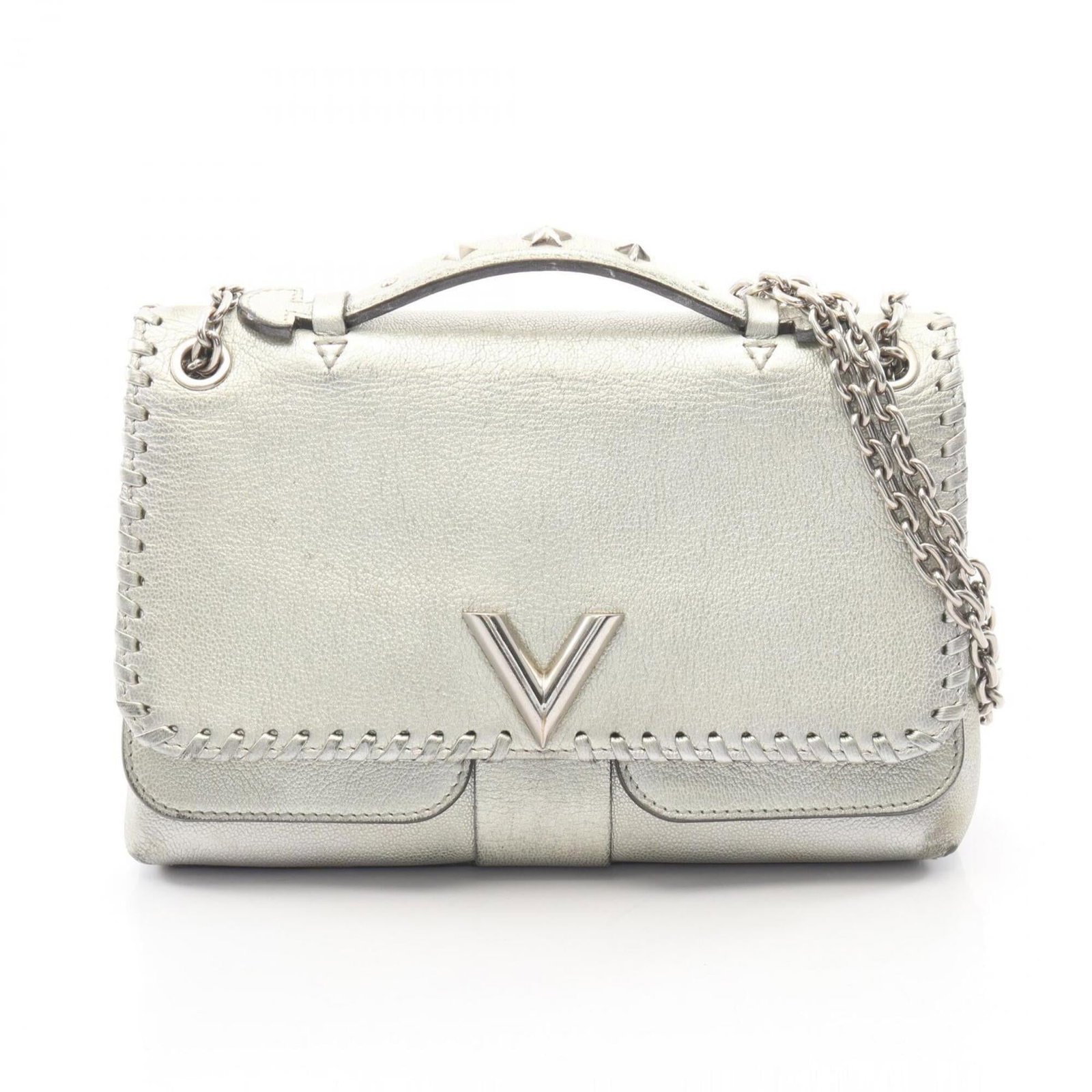 Louis Vuitton Handbag Shoulder Bag Leather: Louis Vuitton Handbag Shoulder Bag Leather Silver Louis Vuitton MPN M43201 Leather Shoulder Bag, measuring 16cm x 25cm x 8cm. This classic shoulder bag boasts a sleek silver leather exterior and is