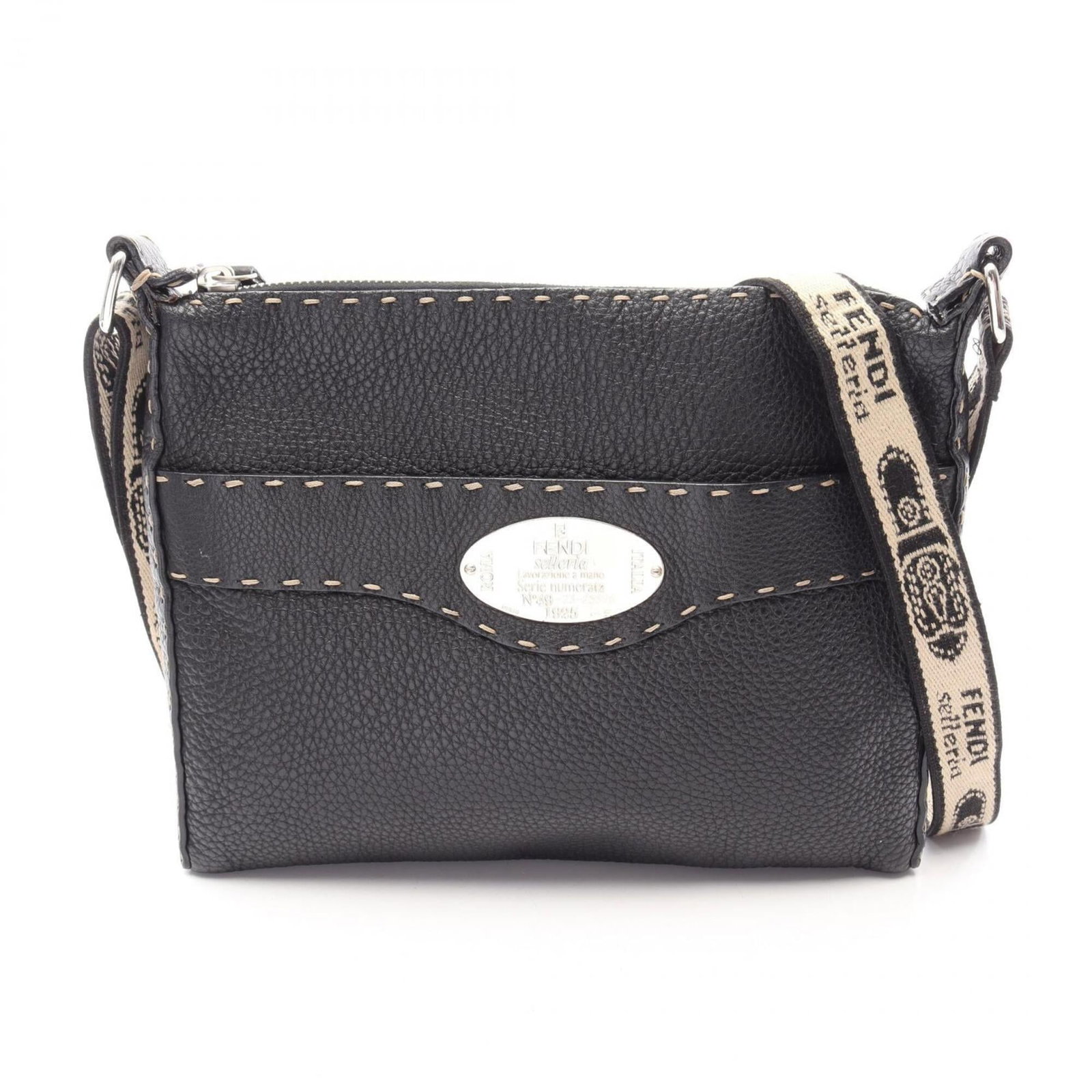 Handbag Leather Shoulder Bag Fendi: Handbag Leather Shoulder Bag Fendi Black Fendi leather shoulder bag with dimensions 21cm x 25cm x 2cm. This luxurious handbag features high-quality leather construction and a sleek design, making it