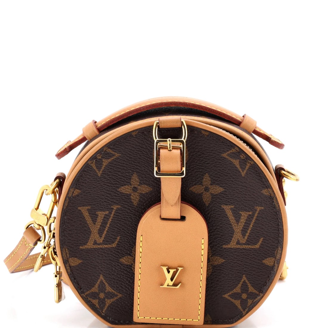 Boite Monogram Canvas Vuitton Bag Chapeau Louis Mini: Boite Monogram Canvas Vuitton Bag Chapeau Louis Mini Brown Mini Boite Chapeau Bag with Monogram Canvas Exterior, Gold Hardware, and Neutral Leather Interior. This Louis Vuitton bag features a canvas