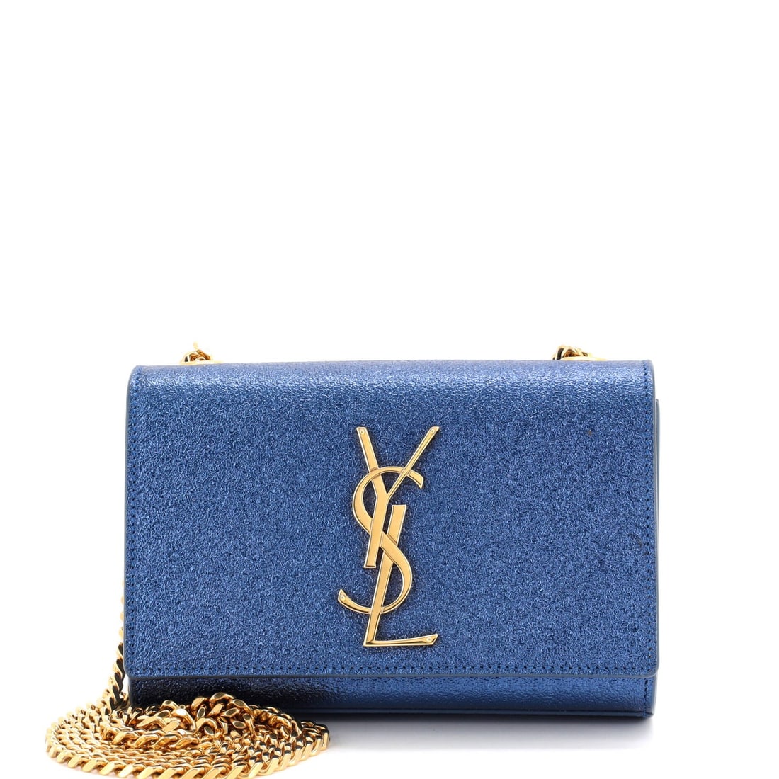 Saint Laurent Monogram Crossbody Bag Leather Small Glitter Classic: Saint Laurent Monogram Crossbody Bag Leather Small Glitter Classic Small but stylish, the Saint Laurent Monogram Crossbody Bag in blue leather features a classic design with a touch of glamour. The gl