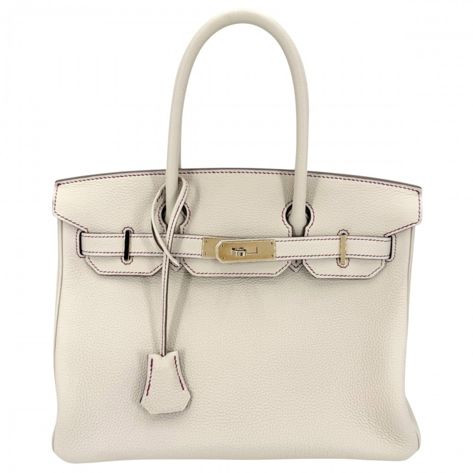 Handbag Leather by Hermes: Handbag Leather by Hermes Pink and White Handbag by Hermes. Made from high-quality leather, this handbag measures 21cm x 30cm x 16cm and features a distinctive pink and white color combination. The ba