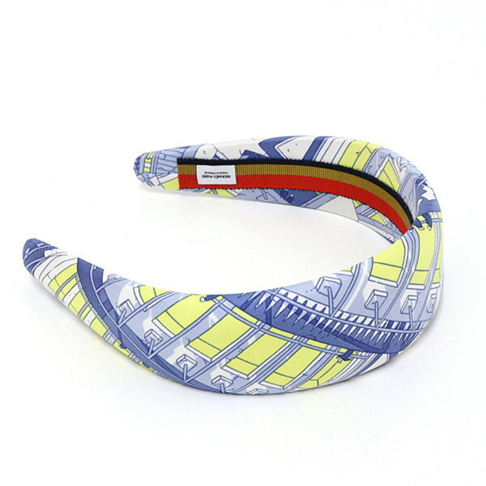 Hermes band silk: Hermes band silk Silk from the renowned French fashion house Hermes, this light blue Alice band showcases the brand's signature elegance. Made from high-quality silk, its delicate design and subtle co
