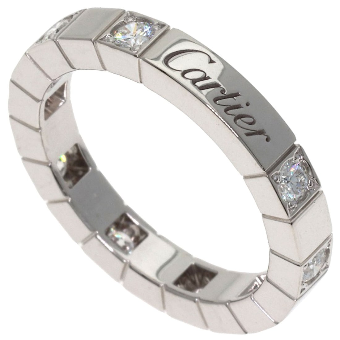 Cartier Lanier Half Diamond # 49 Ring K18 White Gold: Cartier Lanier Half Diamond # 49 Ring K18 White Gold Cartier Lanier Half Diamond #49 Ring in K18 White Gold showcases a striking silver metal exterior and features a beautiful half diamond, adding an 