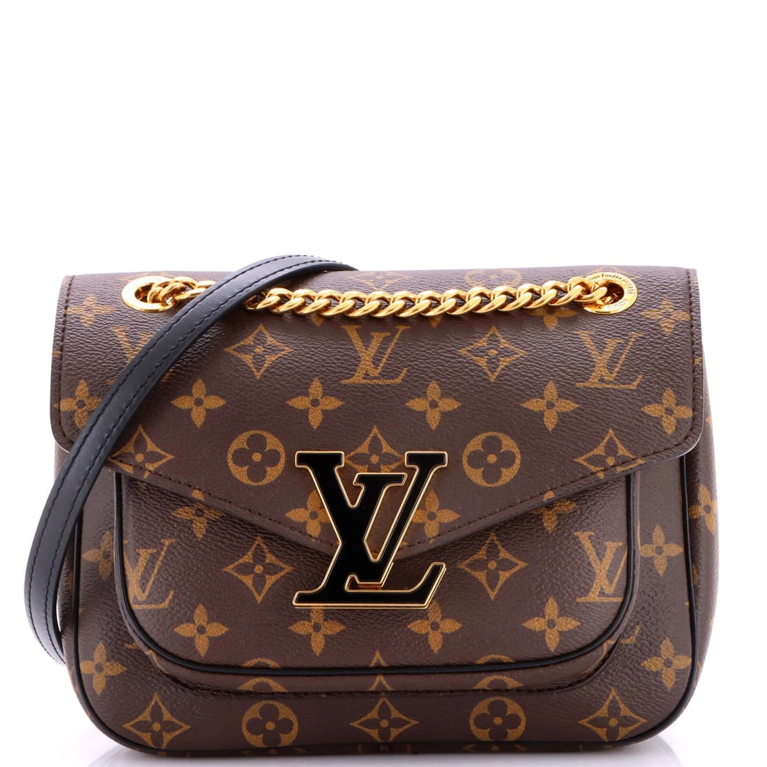 Monogram Canvas Louis Vuitton Passy Handbag: Monogram Canvas Louis Vuitton Passy Handbag Brown Monogram Canvas Louis Vuitton Passy Cross Body Bag with Gold Hardware, featuring a signature and canvas coated exterior. The bag has scuffs, minor
