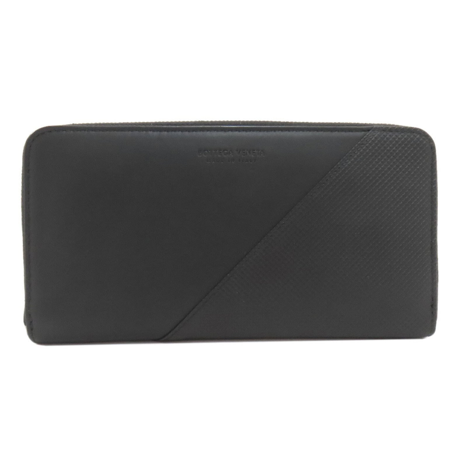 Long Wallet Bi fold Leather Bottega Veneta: Long Wallet Bi fold Leather Bottega Veneta Black leather bi-fold wallet from Bottega Veneta, featuring a classic design with a zipper closure and measuring 10cm x 20cm x 2.5cm. This long wallet is