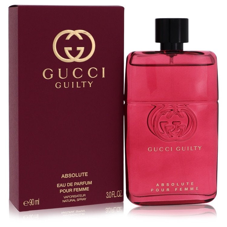 Gucci Guilty Absolute by Gucci Eau De Parfum Spray 3 oz: Gucci Guilty Absolute by Gucci Eau De Parfum Spray 3 oz Bergamot, pink pepper, and blackberry come together in Gucci Guilty Absolute, a rich and versatile fragrance designed for day or night wear. Ins