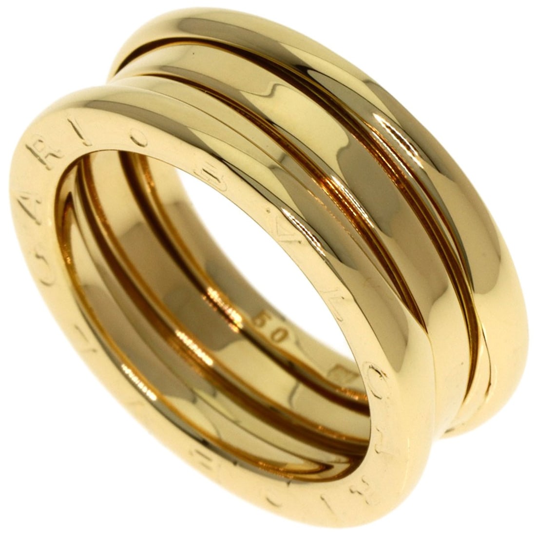 Bvlgari B.Zero1 2 Band #50 Ring K18 Yellow Gold: Bvlgari B.Zero1 2 Band #50 Ring K18 Yellow Gold Bvlgari B.Zero1 2 Band #50 Ring K18 Yellow Gold features a striking design with no main stone, showcasing the beauty of K18 yellow gold. This ring is