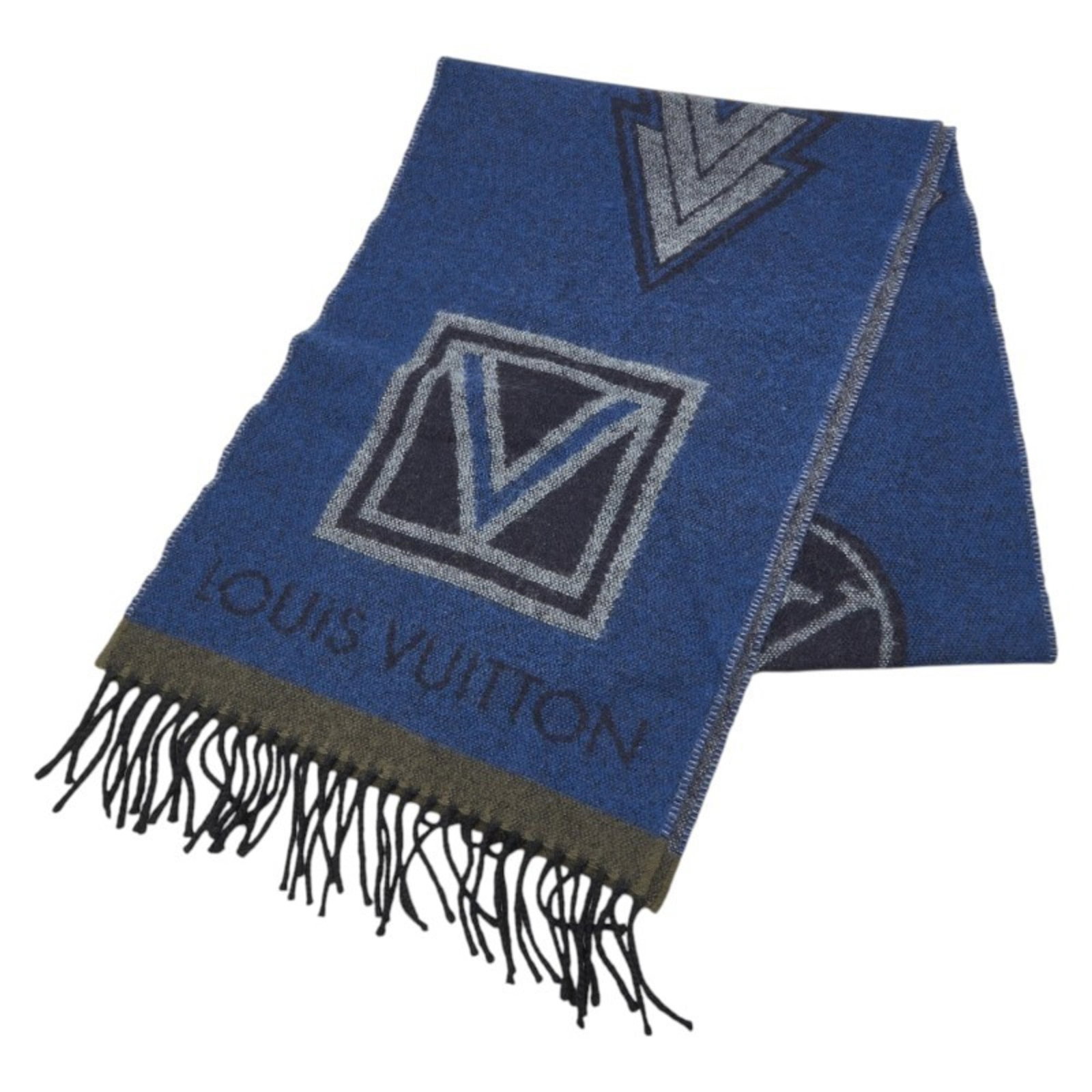 Louis Vuitton Scarf Wool Cashmere: Louis Vuitton Scarf Wool Cashmere Blue, Multi-color Louis Vuitton Scarf Wool Cashmere measures 31cm x 1.86m in size. Made from a blend of wool and cashmere, this scarf boasts a unique combination of