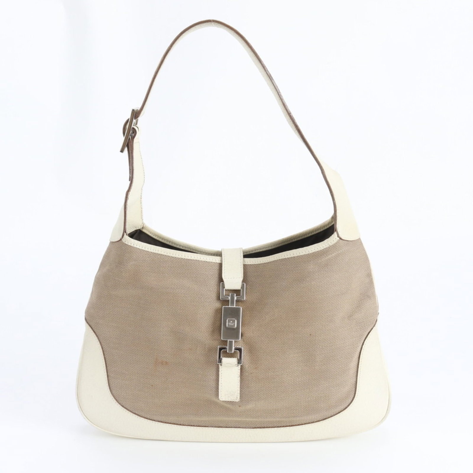 Gucci Handbag Shoulder Bag Tote Bag Leather Canvas: Gucci Handbag Shoulder Bag Tote Bag Leather Canvas Gucci's iconic shoulder bag tote features high-quality leather and canvas construction, with a timeless beige color. Measuring 20cm x 32cm x 4cm,
