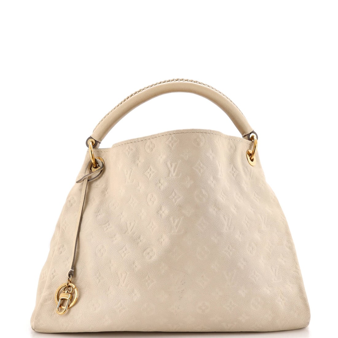 Louis Vuitton Artsy Handbag Monogram Empreinte Leather MM: Louis Vuitton Artsy Handbag Monogram Empreinte Leather MM White Louis Vuitton Artsy Handbag Monogram Empreinte Leather MM features heavy corner wear, scuffs, creases, and discoloration on its