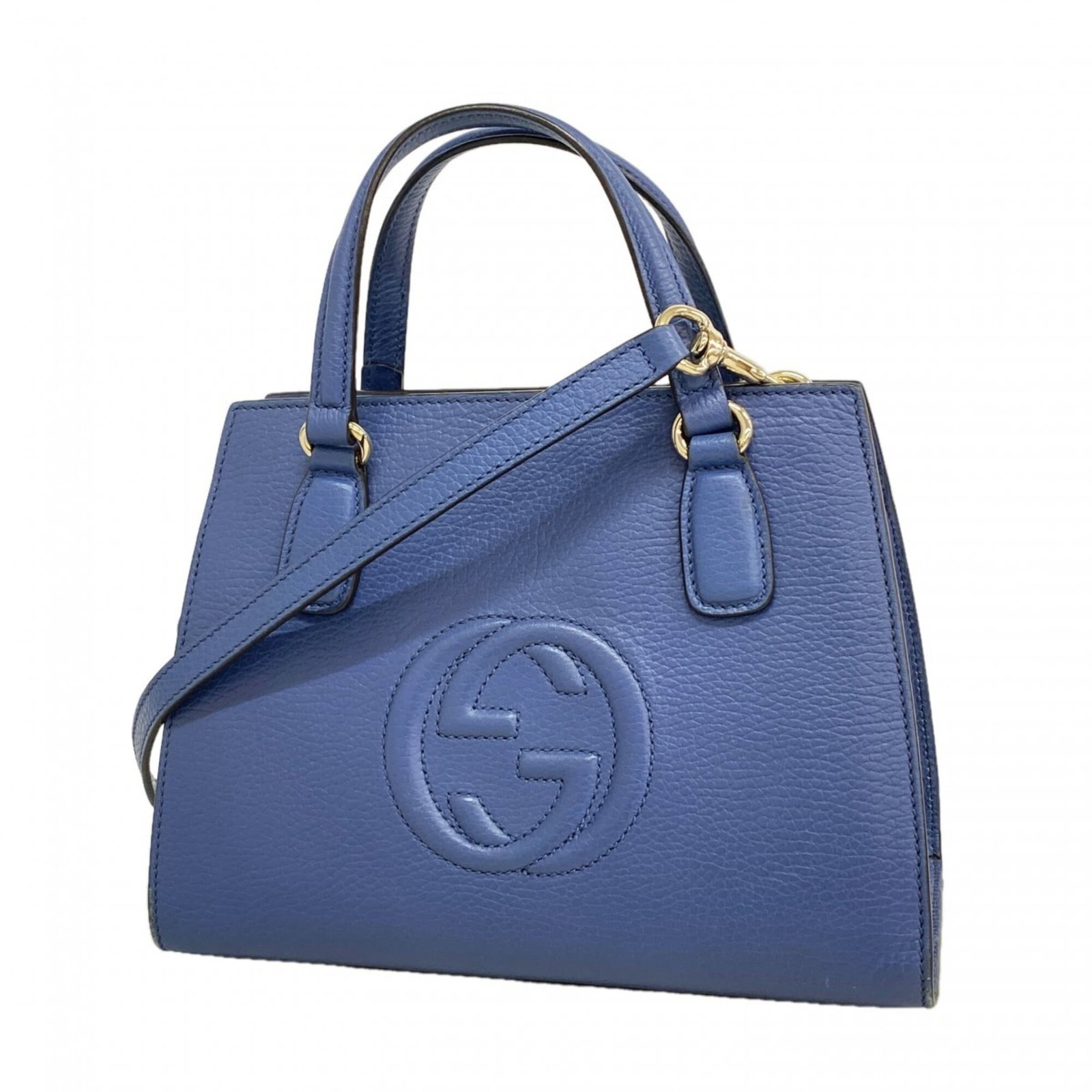 Gucci Handbag Leather: Gucci Handbag Leather Blue Gucci handbag leather, made from high-quality materials and featuring gold hardware. This stylish bag measures 19cm x 25.5cm x 11.5cm and has a sleek design that showcases