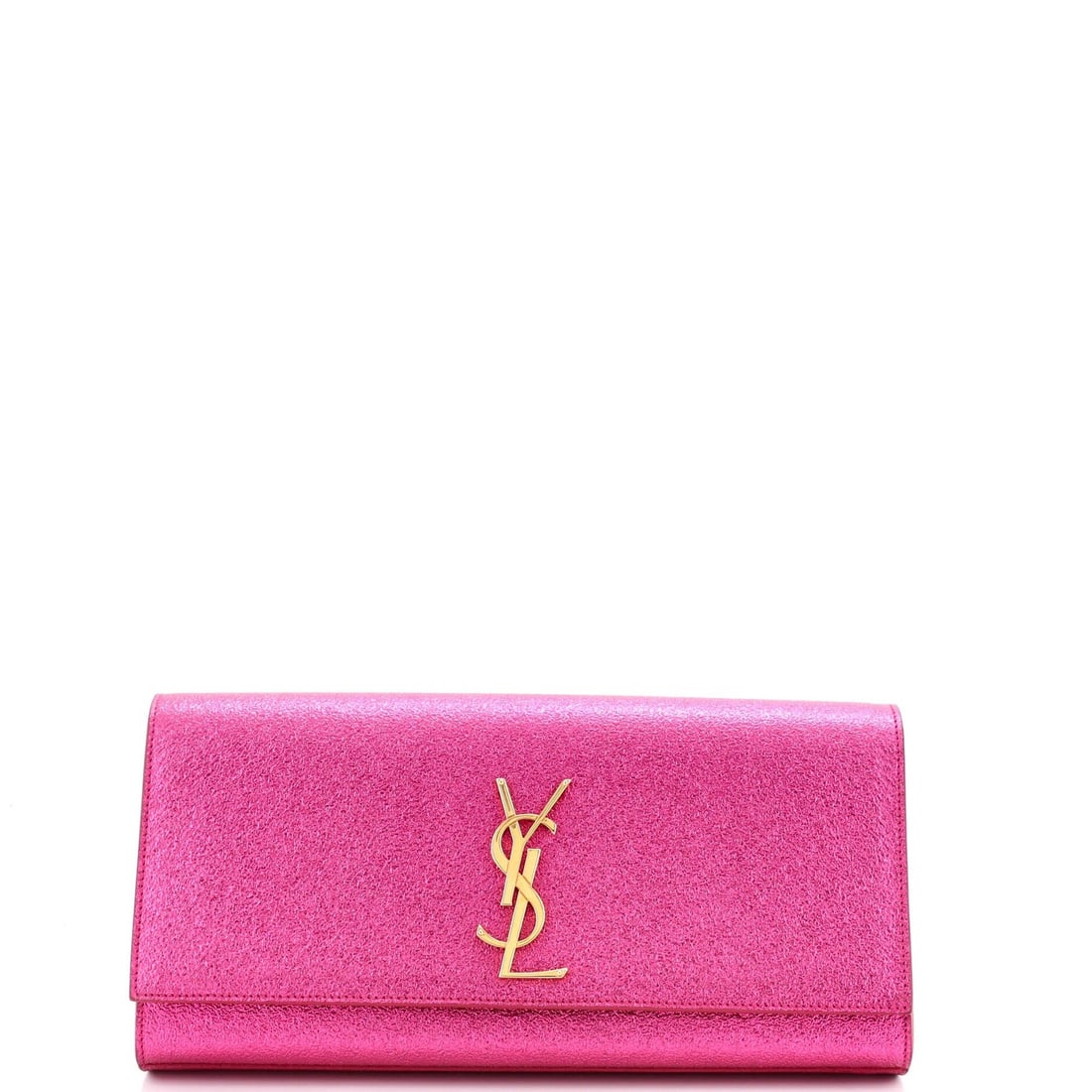 Long Calfskin Saint Laurent Clutch Monogram Metallic: Long Calfskin Saint Laurent Clutch Monogram Metallic This Saint Laurent Classic Monogram Clutch Metallic Calfskin Long features a striking metallic exterior with a long strap and a sleek, monogrammed