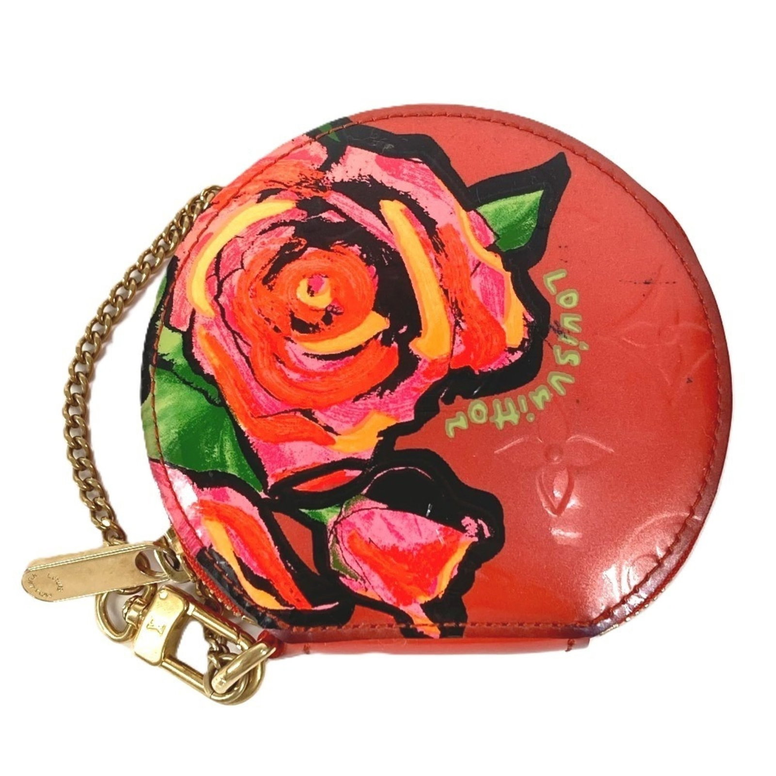 Vernis Monogram Purse Coin Case Louis: Vernis Monogram Purse Coin Case Louis The Louis Vuitton Monogram Vernis Coin Case is a stylish and compact accessory, featuring the iconic monogram pattern in vibrant orange sunset hues. Measuring