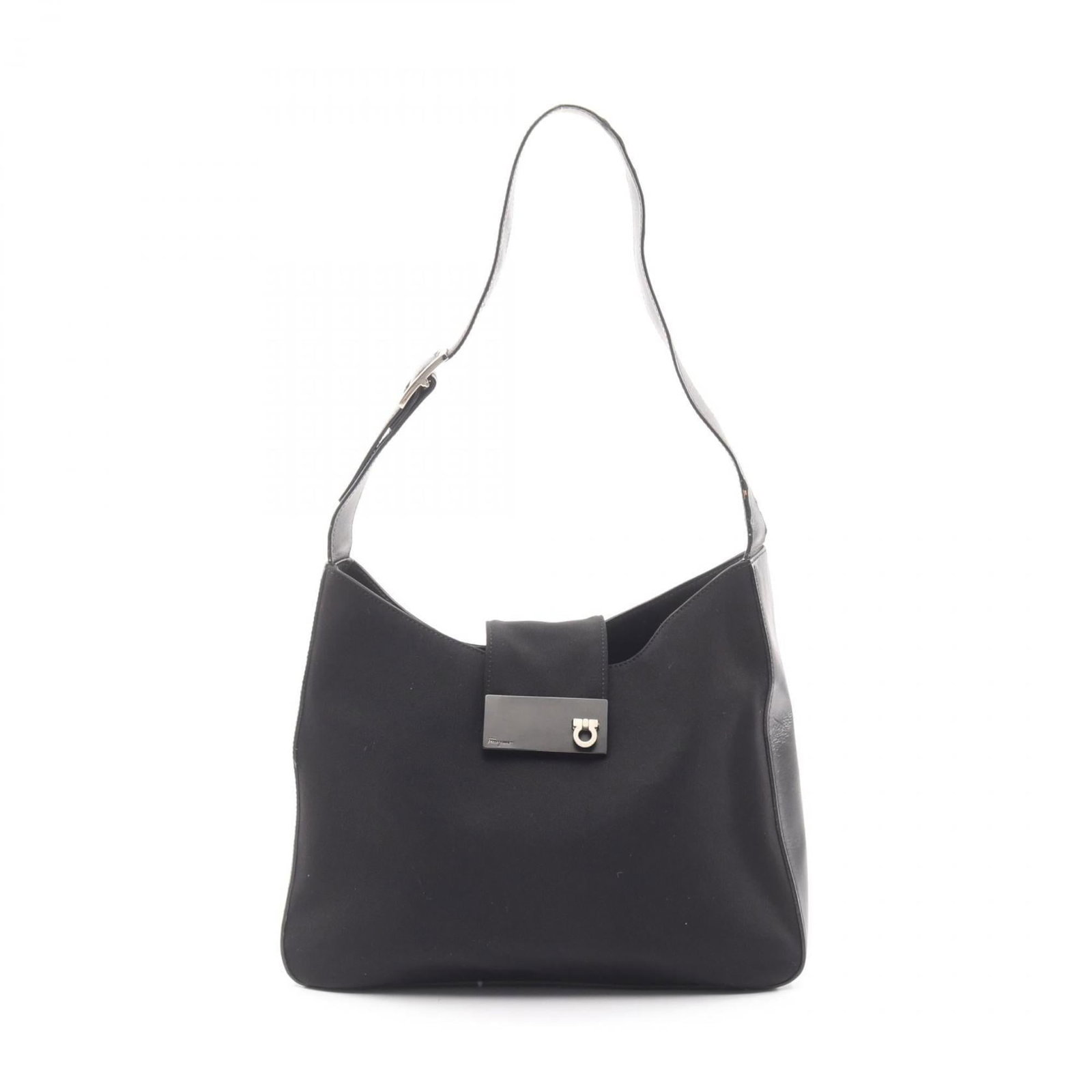Shoulder bag canvas leather by Salvatore Ferragamo: Shoulder bag canvas leather by Salvatore Ferragamo Canvas and leather shoulder bag by Salvatore Ferragamo, featuring a classic design with clean lines and a timeless black color. Measuring 23cm x