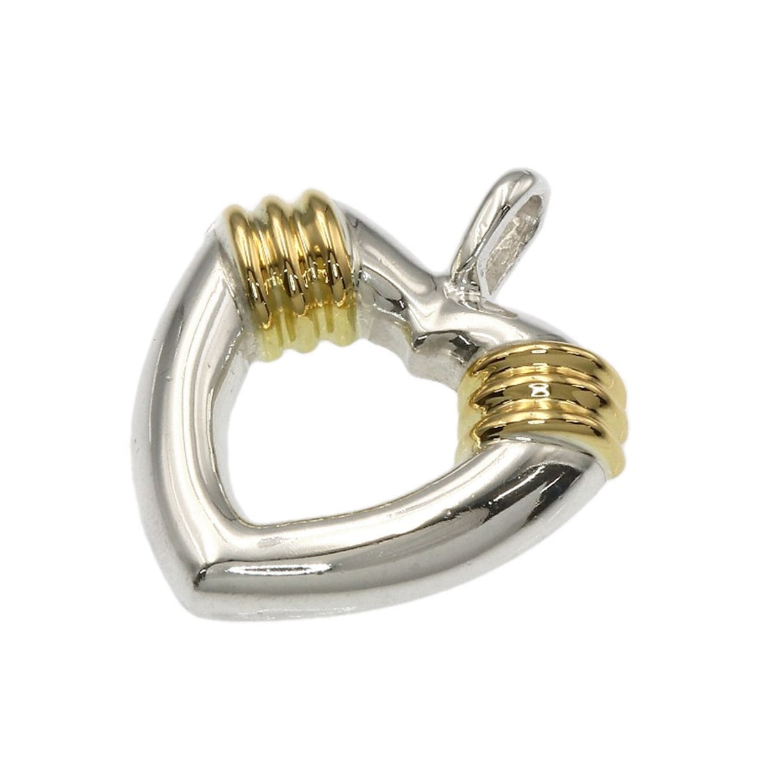 Tiffany&Co. Heart Two-Tone Pendant Top Silver 18K Yellow Gold: Tiffany&Co. Heart Two-Tone Pendant Top Silver 18K Yellow Gold Tiffany&Co.'s Heart Two-Tone Pendant Top features a striking design with a top silhouette made from 18K yellow gold and topped with