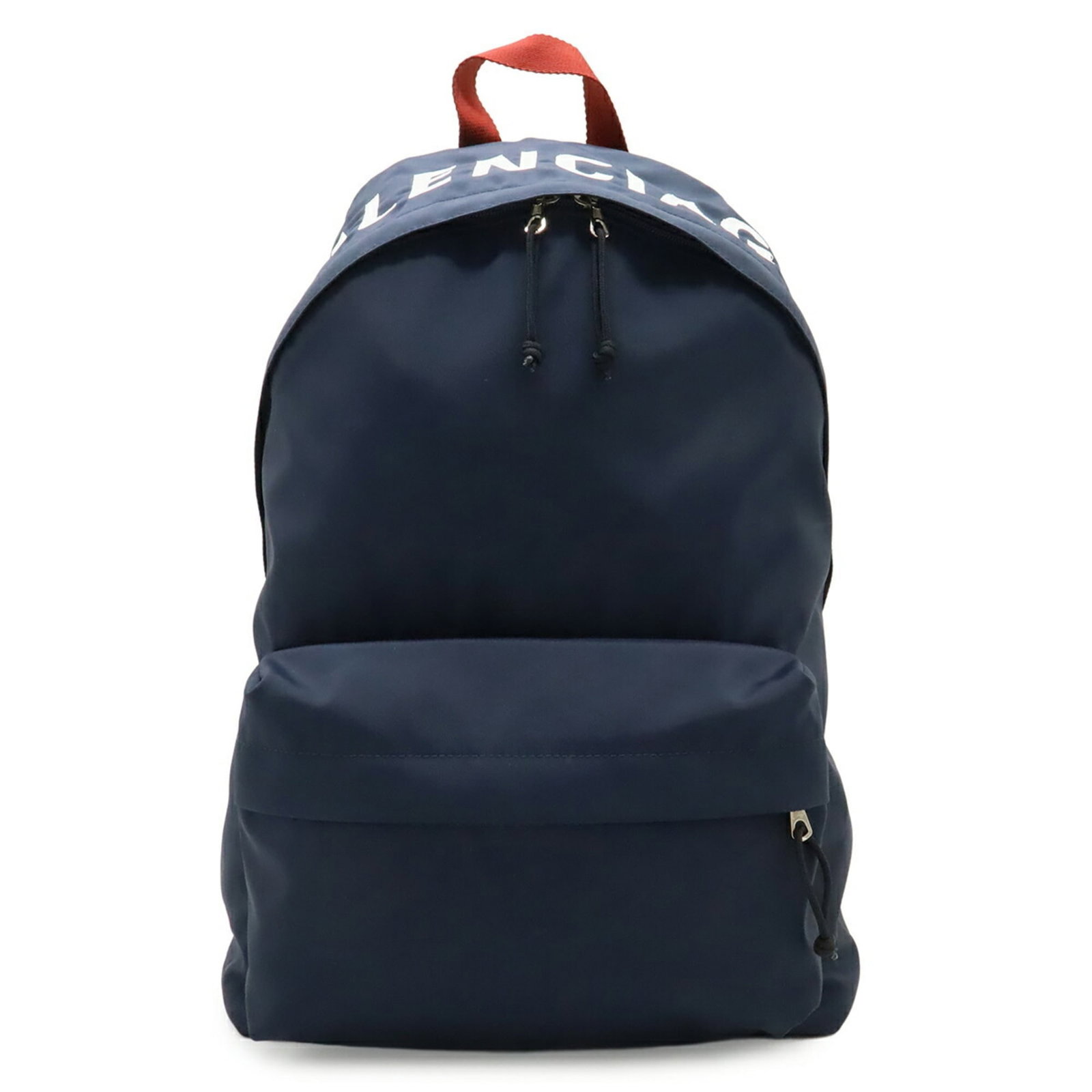Nylon Canvas Backpack Balenciaga: Nylon Canvas Backpack Balenciaga Nylon canvas backpack with navy, red color accents and white trim, featuring Balenciaga branding. This compact bag measures 48cm x 34cm x 13cm and has a durable nylon