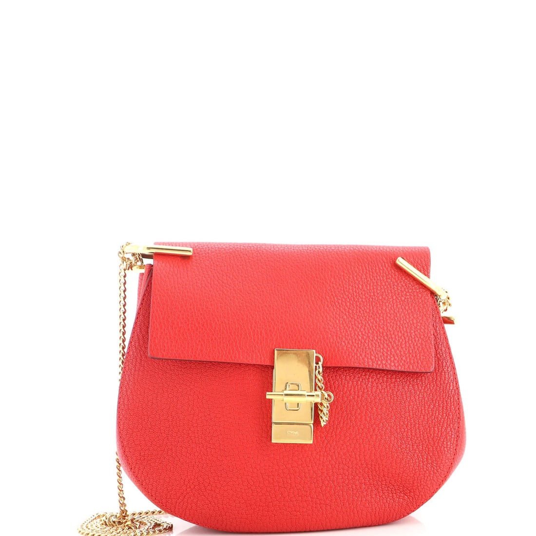 Small Leather Crossbody Chloe Drew Bag: Small Leather Crossbody Chloe Drew Bag Small Leather Crossbody Chloe Drew Bag in Red.This small leather crossbody bag features a classic design with a bold red exterior and neutral suede interior.